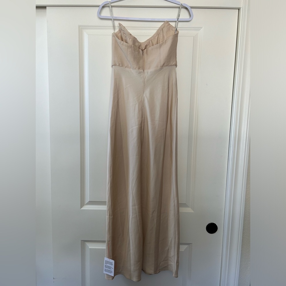 ASOS DESIGN bandeau contrast fabric slip maxi dress with corset detail on gold - Picture 5 of 6
